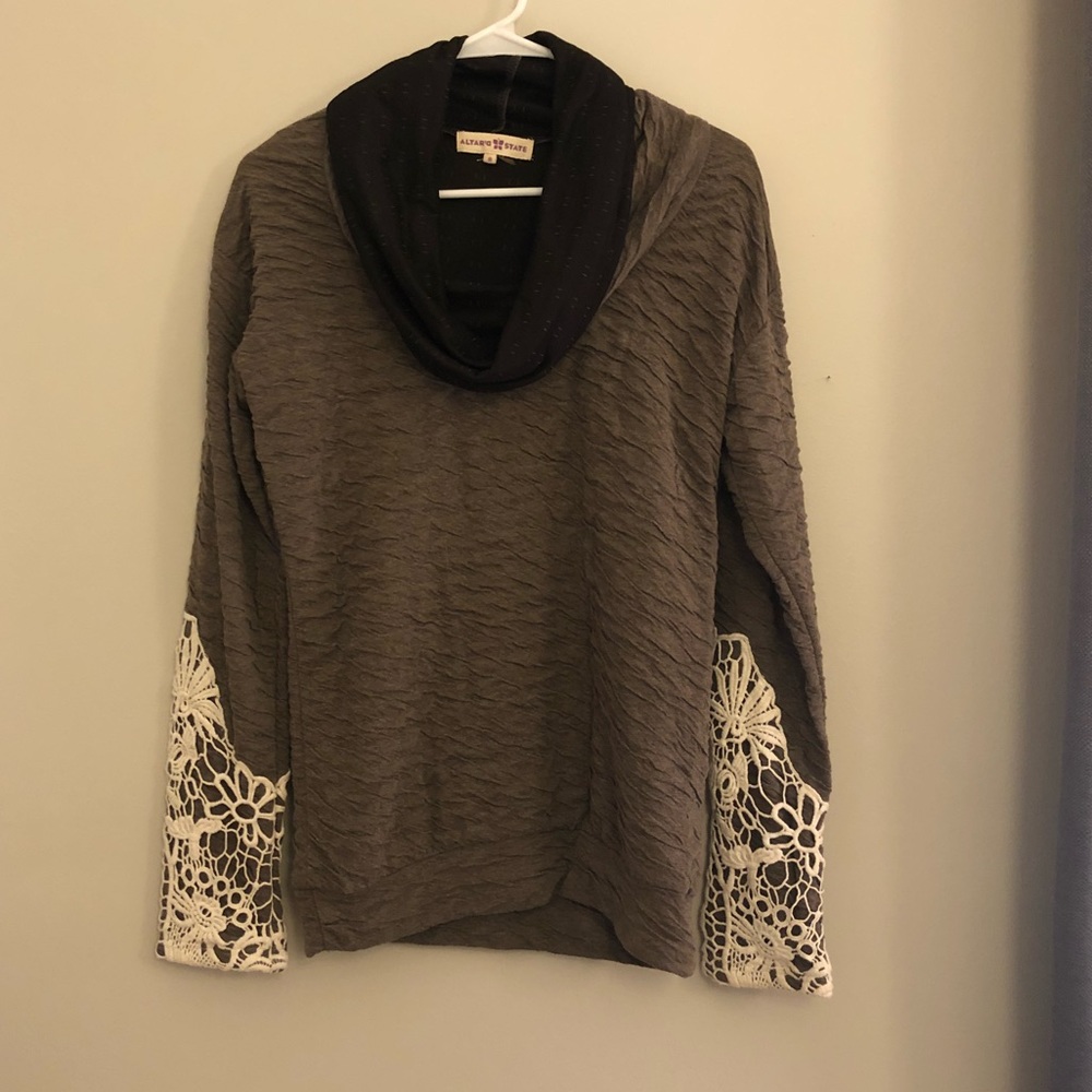 Brown cowl neck sweater